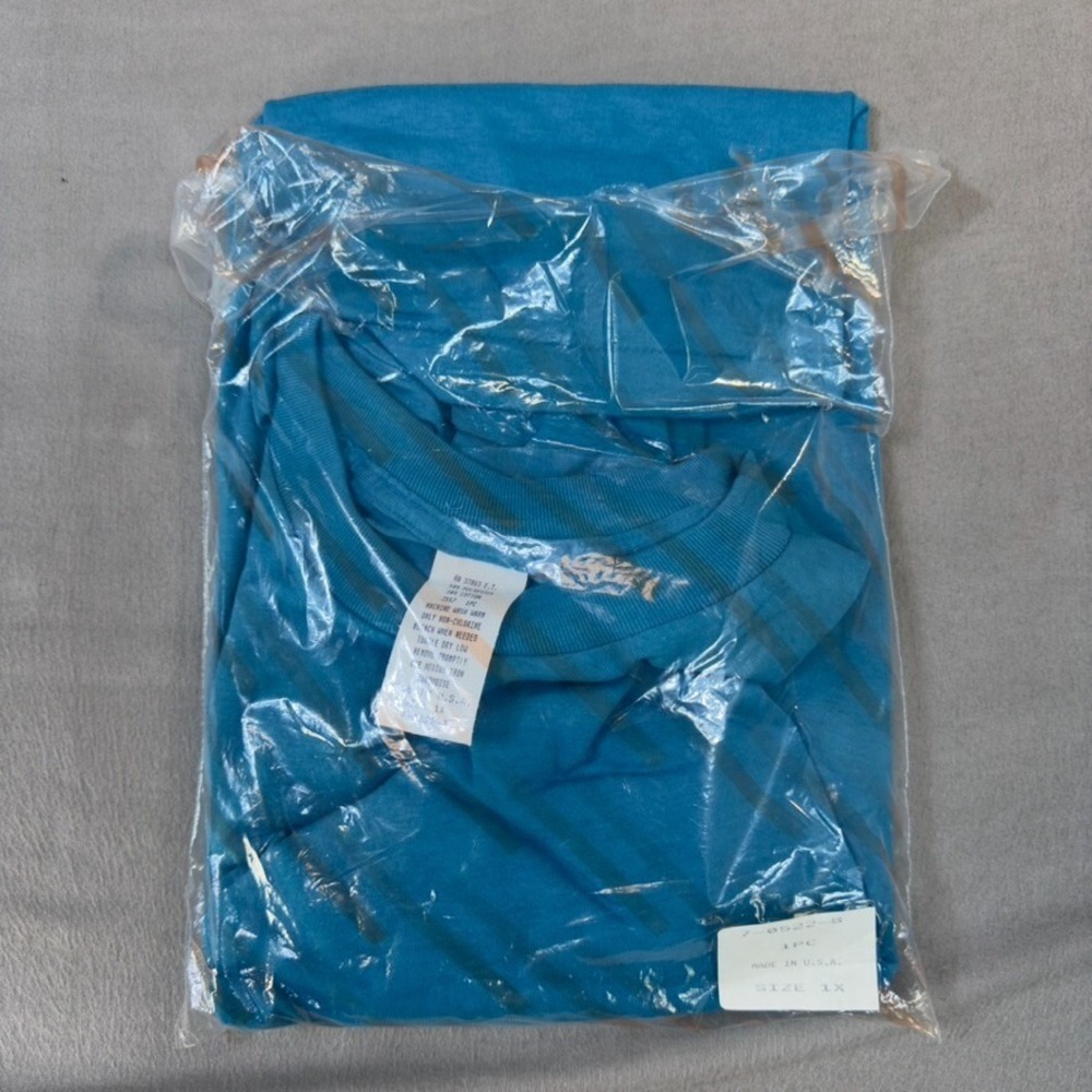 Single Stitch Shirt 1X Mens T shirt Teal Blue New Old Stock